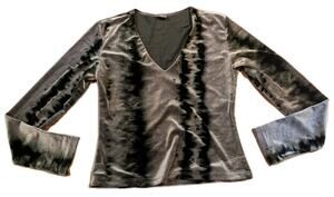 PIA Womens Velvet Burnout Tie Dye V Neck Long Sleeve Top Y2K Goth S